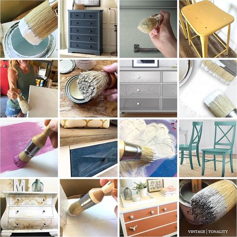 مجموعة فرشاة طلاء الشمع بالطباشير العتيقة | طلاء الأثاث أو تشميعه | 6 فرش + 11 أداة وإضافات | مشاريع إعادة تصميم ديكور المنزل الكبيرة والصغيرة | شعيرات طبيعية كثيفة in Kuwait