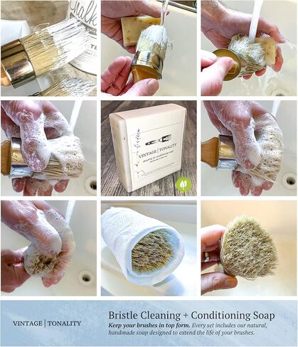 مجموعة فرشاة طلاء الشمع بالطباشير العتيقة | طلاء الأثاث أو تشميعه | 6 فرش + 11 أداة وإضافات | مشاريع إعادة تصميم ديكور المنزل الكبيرة والصغيرة | شعيرات طبيعية كثيفة in Kuwait