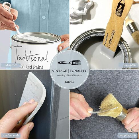 مجموعة فرشاة طلاء الشمع بالطباشير العتيقة | طلاء الأثاث أو تشميعه | 6 فرش + 11 أداة وإضافات | مشاريع إعادة تصميم ديكور المنزل الكبيرة والصغيرة | شعيرات طبيعية كثيفة in Kuwait