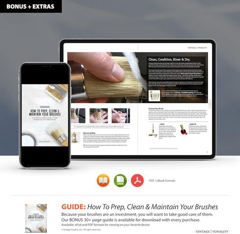 مجموعة فرشاة طلاء الشمع بالطباشير العتيقة | طلاء الأثاث أو تشميعه | 6 فرش + 11 أداة وإضافات | مشاريع إعادة تصميم ديكور المنزل الكبيرة والصغيرة | شعيرات طبيعية كثيفة in Kuwait