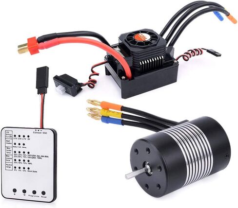 Jrelecs 3650 5900KV Sensorless Brushless Motor 120A Brushless ESC & Program Card Waterproof Motor ESC Combo 3.175mm Shaft for 1/10 RC Car Truck in Saudi Arabia