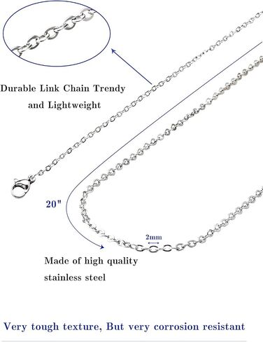 16 PCS 18 Inch 2mm Stainless Steel Flat Cable Chains Finished Necklace Chains Bulk Wholesale for DIY Jewelry Making in Kuwait