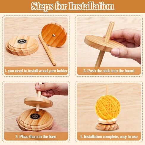 2 Pcs Wood Yarn Holder with 12 Bamboo Crochet Hooks Wooden Yarn Holder with Twirling Mechanism Wooden Rotating Yarn Crochet Needles for Knitting Crocheting DIY Crafts Gifts (Red Brown) in Kuwait