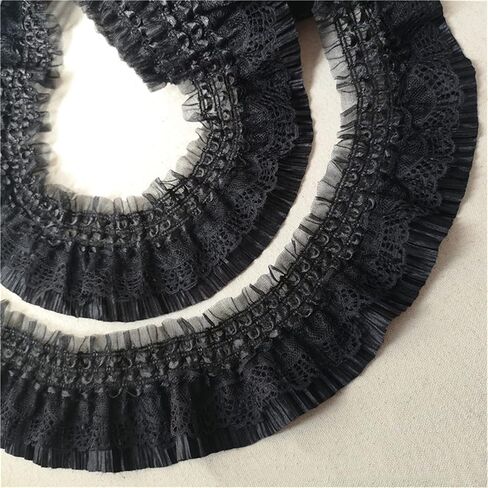 شريط تطريز بكسرات من الشيفون والدانتيل الاسود بطول 5 ياردة من بانشيتالك لخياطة فستان الزفاف بنفسك 2.95 انش in Kuwait