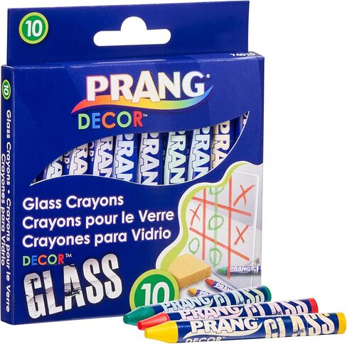 PRANG Decor Glass Crayons, For Glass, Windows and Mirrors, Washable, 10-Color Set (74010) in Saudi Arabia