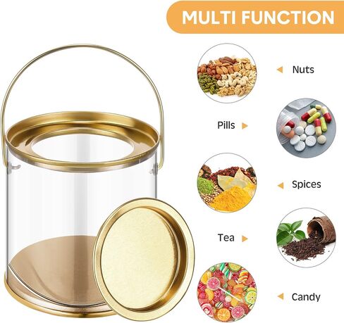 12 Pack Paint Cans Clear Plastic Paint Cans 3 x 3 Inches Mini Empty Bucket with Lids Small Transparent Paint Containers for Art Crafts Candy DIY Projects Christmas Party Favor Decor (Gold) in Saudi Arabia