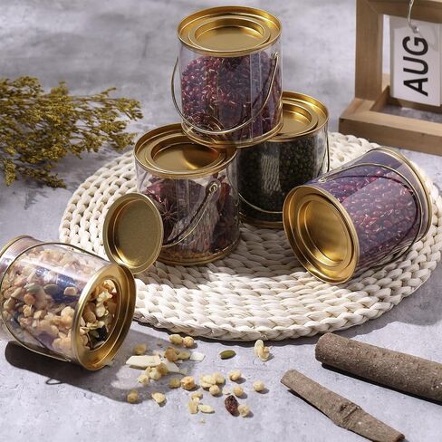 12 Pack Paint Cans Clear Plastic Paint Cans 3 x 3 Inches Mini Empty Bucket with Lids Small Transparent Paint Containers for Art Crafts Candy DIY Projects Christmas Party Favor Decor (Gold) in Saudi Arabia
