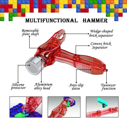 مجموعة أدوات بناء الكتل من SIOYTOER، أدوات فصل الطوب المتوافقة مع مجموعة أدوات الكتل الصغيرة من Lego & Technic، متعددة الوظائف، كماشة مطرقة، وملاقط، وحاميات الأصابع مع صندوق قصدير (أزرق) in Kuwait