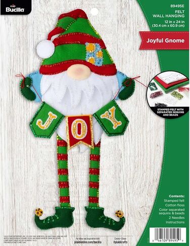 مجموعة معلقة جدارية مزخرفة من Bucilla من اللباد ، مجموعة معلقة على الحائط من Joyful Gnome ، مثالية لعيد القديسين DIY أعمال فنية وحرف فنية فنية فنية وحرف يدوية ، 89495E in Saudi Arabia