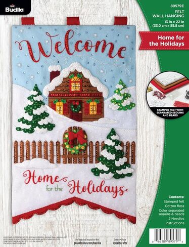 Bucilla Felt Applique Wall Hanging Kit, Home for The Holidays, Perfect for DIY Arts and Crafts, 89579E in Saudi Arabia