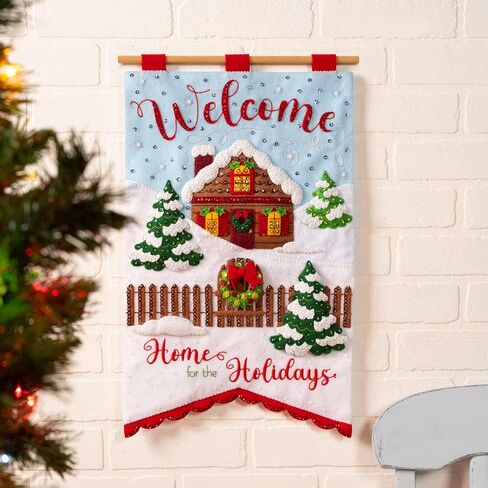 Bucilla Felt Applique Wall Hanging Kit, Home for The Holidays, Perfect for DIY Arts and Crafts, 89579E in Saudi Arabia