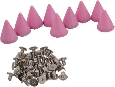 50 Set 7x10mm Metal Screw Back Rivet,Colorful Painted Bullet Cone Studs and Spikes for Clothes DIY Leather Handcraft (Black) in Kuwait