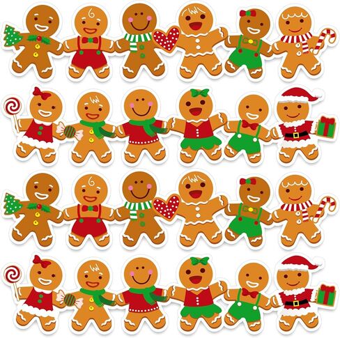 ملصقات حوت عيد الميلاد 68 قدم من ملصقات حروف الزنجبيل بحواف تزيين عيد الميلاد ذاتية اللصق لتزيين الحدود عيد الميلاد ملصقات لتسمية الحاوية للفصل الدراسي السبورة مكتب المدرسة ، 60 قطعة in Kuwait