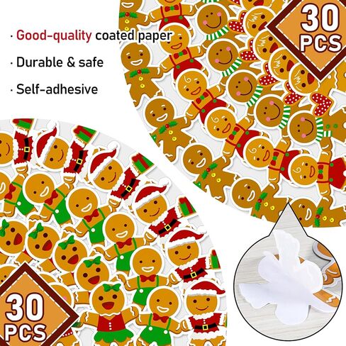 ملصقات حوت عيد الميلاد 68 قدم من ملصقات حروف الزنجبيل بحواف تزيين عيد الميلاد ذاتية اللصق لتزيين الحدود عيد الميلاد ملصقات لتسمية الحاوية للفصل الدراسي السبورة مكتب المدرسة ، 60 قطعة in Kuwait