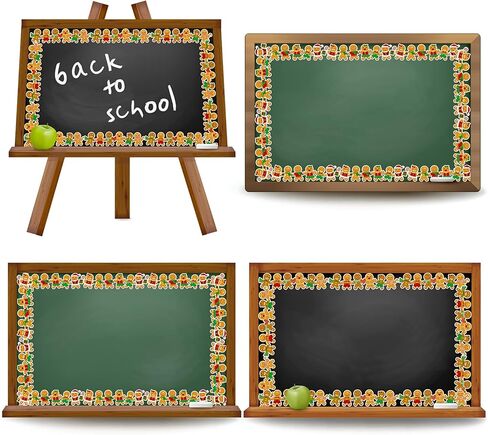 ملصقات حوت عيد الميلاد 68 قدم من ملصقات حروف الزنجبيل بحواف تزيين عيد الميلاد ذاتية اللصق لتزيين الحدود عيد الميلاد ملصقات لتسمية الحاوية للفصل الدراسي السبورة مكتب المدرسة ، 60 قطعة in Kuwait