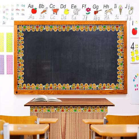 ملصقات حوت عيد الميلاد 68 قدم من ملصقات حروف الزنجبيل بحواف تزيين عيد الميلاد ذاتية اللصق لتزيين الحدود عيد الميلاد ملصقات لتسمية الحاوية للفصل الدراسي السبورة مكتب المدرسة ، 60 قطعة in Kuwait