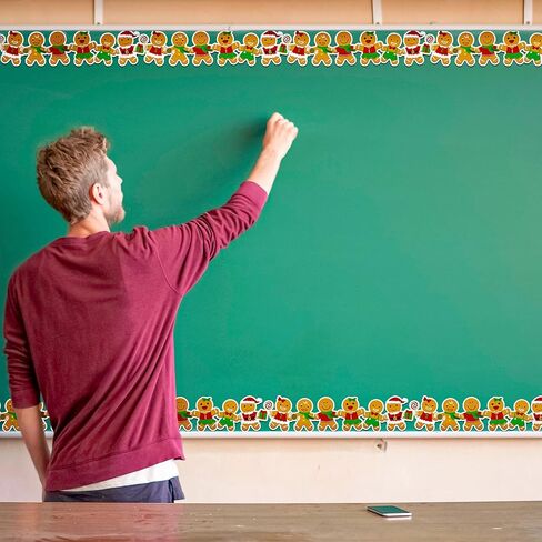 ملصقات حوت عيد الميلاد 68 قدم من ملصقات حروف الزنجبيل بحواف تزيين عيد الميلاد ذاتية اللصق لتزيين الحدود عيد الميلاد ملصقات لتسمية الحاوية للفصل الدراسي السبورة مكتب المدرسة ، 60 قطعة in Kuwait