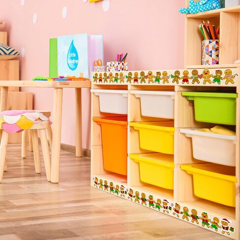 ملصقات حوت عيد الميلاد 68 قدم من ملصقات حروف الزنجبيل بحواف تزيين عيد الميلاد ذاتية اللصق لتزيين الحدود عيد الميلاد ملصقات لتسمية الحاوية للفصل الدراسي السبورة مكتب المدرسة ، 60 قطعة in Kuwait