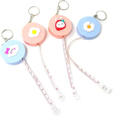 4 قطع من Honbay 60 بوصة/150 سم شريط قياس مزدوج الجوانب لطيف قابل للسحب مع حلقة مفاتيح، شكل مربع (شكل دائري) in Kuwait