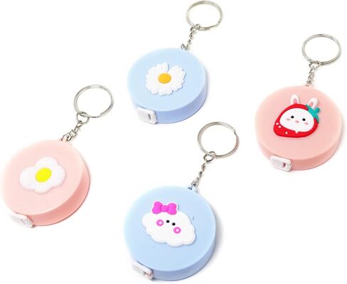 4 قطع من Honbay 60 بوصة/150 سم شريط قياس مزدوج الجوانب لطيف قابل للسحب مع حلقة مفاتيح، شكل مربع (شكل دائري) in Kuwait