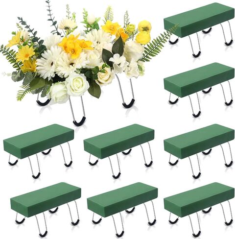 Soaoo 8 Pieces Headstone Flower Saddle Gravestone Saddles with Floral Foam Cemetery Saddles for Headstones Gravestone Flower Holder Wire Rustproof Galvanized Tombstone Hugger (12 Inch) in Saudi Arabia