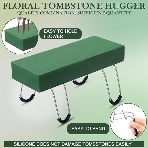Soaoo 8 Pieces Headstone Flower Saddle Gravestone Saddles with Floral Foam Cemetery Saddles for Headstones Gravestone Flower Holder Wire Rustproof Galvanized Tombstone Hugger (12 Inch) in Saudi Arabia