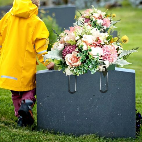 Soaoo 8 Pieces Headstone Flower Saddle Gravestone Saddles with Floral Foam Cemetery Saddles for Headstones Gravestone Flower Holder Wire Rustproof Galvanized Tombstone Hugger (12 Inch) in Kuwait