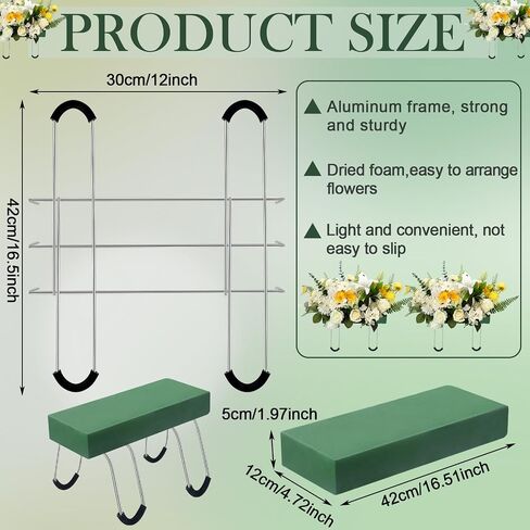 Soaoo 8 Pieces Headstone Flower Saddle Gravestone Saddles with Floral Foam Cemetery Saddles for Headstones Gravestone Flower Holder Wire Rustproof Galvanized Tombstone Hugger (12 Inch) in Kuwait