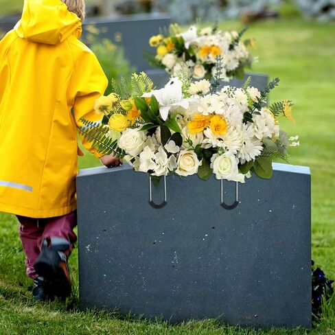 Soaoo 8 Pieces Headstone Flower Saddle Gravestone Saddles with Floral Foam Cemetery Saddles for Headstones Gravestone Flower Holder Wire Rustproof Galvanized Tombstone Hugger (12 Inch) in Saudi Arabia