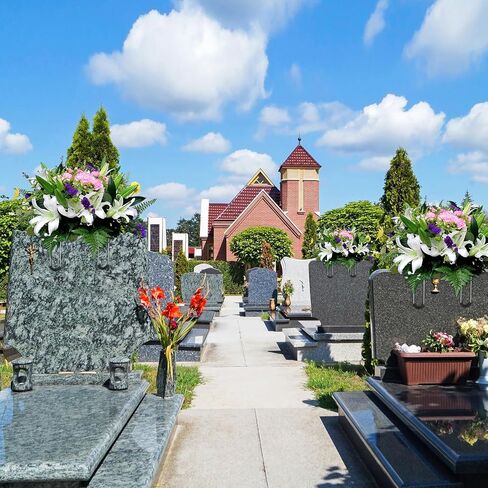 Soaoo 8 Pieces Headstone Flower Saddle Gravestone Saddles with Floral Foam Cemetery Saddles for Headstones Gravestone Flower Holder Wire Rustproof Galvanized Tombstone Hugger (12 Inch) in Kuwait