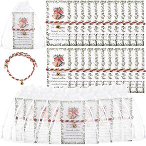 Huquary 30 Sets Christmas Bell Bracelets Bulk Bell Christmas Holiday Jewelry Bell Bracelets with Wish Cards Adjustable Bracelets with Organza Bags for Christmas Party Favors Stocking Stuffers in Saudi Arabia