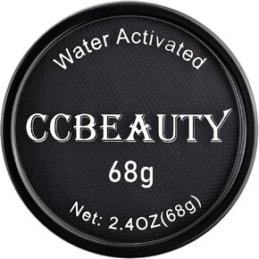 CCbeauty Clown Black Face Body Paint 68g - Water Activated Professional Face Painting, Non-Toxic Water Based Halloween Makeup Supplies, Easy On Off, Hypoallergenic on Sensitive Skin for Kids Adults