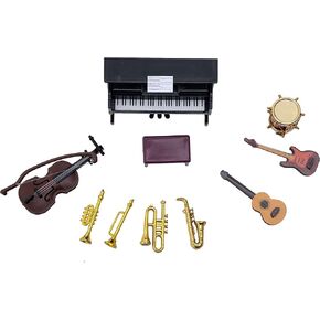مجموعة أدوات موسيقية مصغرة من Kodycity Dollhouse ملحقات صغيرة للبيانو والكمان والبوق والجيتار والساكسفون والطبل لمنزل الدمية، ملحقات مصغرة بمقياس 1 12 لديكور غرفة الموسيقى النموذجية in Kuwait