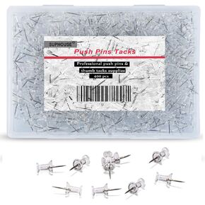 400 Piece Push Pins Tacks for Bulletin Board,Clear Thumb Tacks, Plastic Head and Steel Point, Thumbtacks, Standard Push Tacks for Home Office School Organization in Kuwait