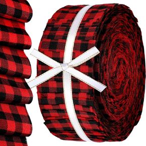100 قطعة من قماش جانين مقطوع مسبقًا مقاس 2.55 × 39.3 بوصة أحمر أسود بافلو منقوش من القماش شرائط نسيج لخياطة اللحف القطنية من نسيج اللحف المنزلي للخياطة اليدوية المرقعة لعيد الميلاد in Kuwait
