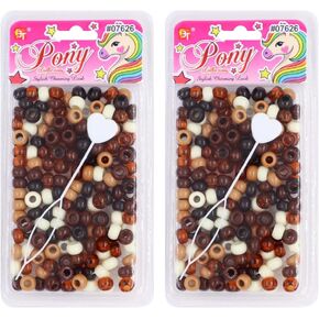 Beads Jewelry Making Kit DIY Hair Braiding Bracelet Ornaments Crafts Small Round Pony +2 Beaders Included (Black - 360 Pcs)