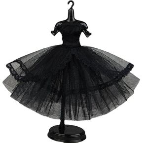 Fashion Tutu Ballet Dress for 11.5" Doll Clothes Outfits 1/6 Dolls Accessories Rhinestone 3-Layer Skirt Ball Party Gown (Solid Black)