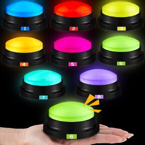 Xuhal 8 Pcs Buzzers for Trivia Games Show Buzzers Recordable Answer Buzzers with Number Recordable Button Gift for Christmas Office Home Trivia Nights, 8 Colors in Kuwait