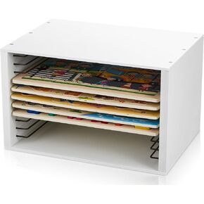 Sintuff Puzzle Holder Rack Wooden Jigsaw Puzzle Rack Organizer Layered Puzzle Storage Box Puzzle Stand Puzzle Shelf Puzzle Storage Case Holds 12 Puzzles for Craft Collection Lovers Accessories in Saudi Arabia