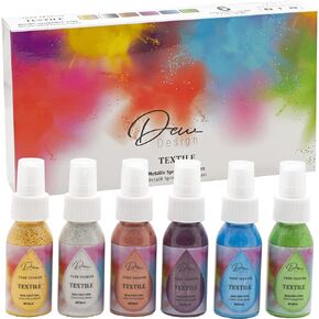 Metallic Spray Paints for Clothes | Make Your Own Tie Dye Fashion | 6 Shining Colors Gold, Silver, Copper, Purple, Grass Green, Sea Blue | Ready to Use Fabric Coloring in Saudi Arabia