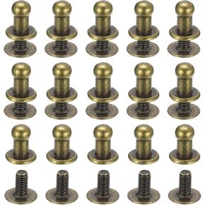 uxcell 4mm Ball Head Stud Rivets Screw Back, 15Pack Round Head Button Nipple Rivet for DIY Leather Craft Handbag Belt, Bronze Tone