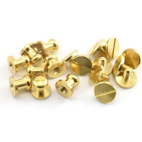 LQ Industrial 8PCS Solid Brass Sam Browne Button Screw Studs Nail Round Rivets for DIY Leather Craft Belt Wallet Handbag 5x8x8mm in Kuwait