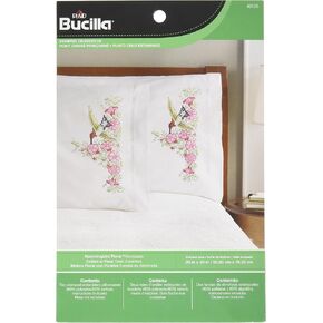 Bucilla Stamped Embroidery Pillowcase Pair (20 x 30-Inch), Mustache & Lips in Saudi Arabia