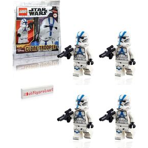 LEGO Star Wars The Clone Wars Minifigure - 501st Legion Clone Trooper with Blaster and Minifigureland Tile (75280) 4 Pack in Saudi Arabia