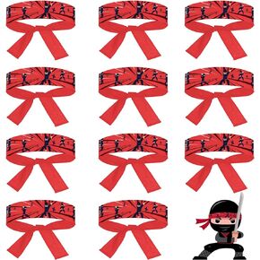 ZOIIWA 24 Pcs Karate Headband Party Decorations and Favors - Themed Headbands for Kids, Boys, Girls, Adults - 2.9 Feet Long, Red