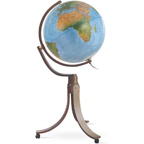 Waypoint Geographic Emily Globe، كرة أرضية مزخرفة مضيئة مقاس 20 بوصة، كرة أرضية قائمة على الأرض لديكور المكتبة أو المكتب، عتيقة