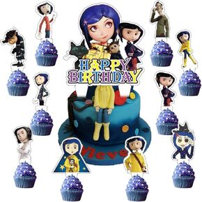 37 قطعة من زينة كعكة كورالاين مع قطعة واحدة من أعلى كعكة الهالوين، 36 قطعة من أغطية الكب كيك اللطيفة لديكورات حفلات أعياد الميلاد للفتيات in Kuwait