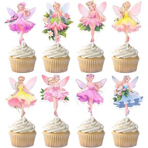 24PCS Fairy Cupcake Toppers NO-DIY Fairy Cake Toppers Fairy Cake Decorations Fairy Party Decorations Fairy Birthday Party Supplies Fairy Baby Shower Supplies Fairy First Birthday Decorations in Kuwait