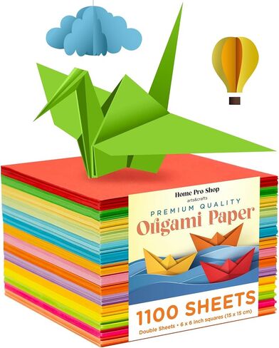 Origami Paper - 1100 Sheets - Double Sided 6x6 inches Origami Squares - 15 Vibrant Colors - Origami Set for Kids - Easy Fold Origami Papers for Arts & Crafts - Quality Paper Origami Sheets in Saudi Arabia