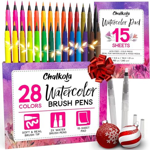 Chalkola Watercolor Paint Set for Adults, Kids, Beginner & Professional Artists - 36 Watercolor Tubes Set (12ml, 0.4oz), 10 Painting Brushes & 1 Palette | Vibrant Water Color Art Painting Supplies in Kuwait